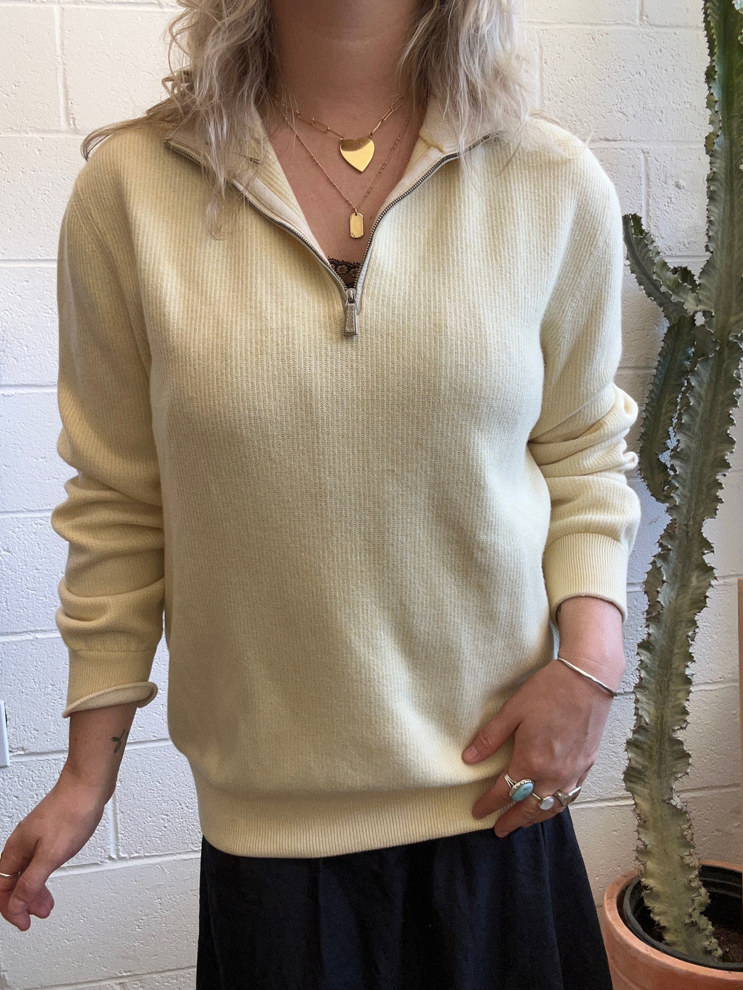 Pre-loved Ermenegildo Zegna Half Zip Cream Sweater