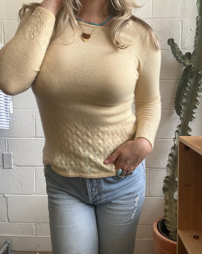 Vintage Cream Cashmere Pullover Sweater