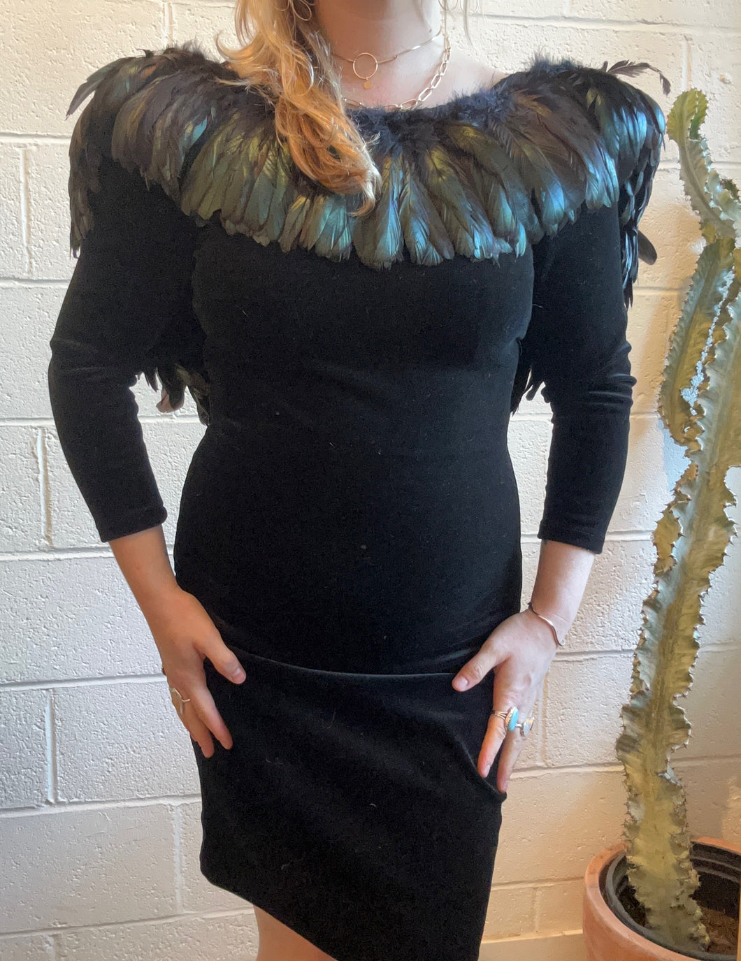 Vintage Anne Green Feather Dress