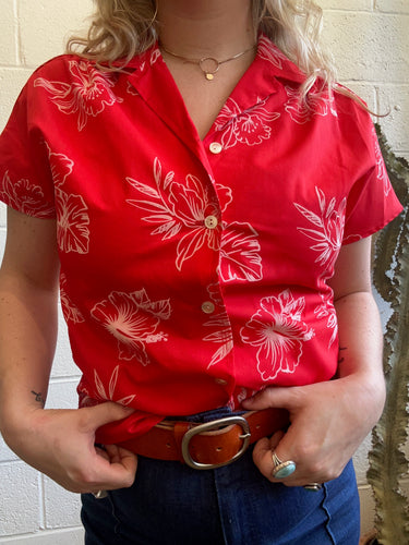 Vintage Red Print High Noon Button Down