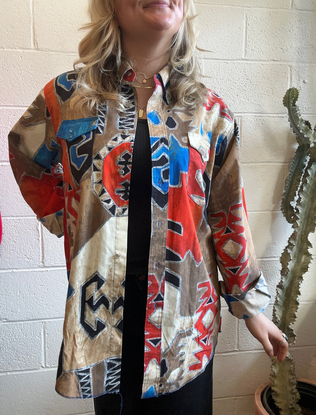 Vintage Wrangler Print Men's Button Down