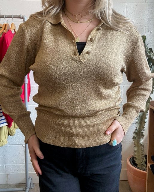 Vintage Gold Button Blouse