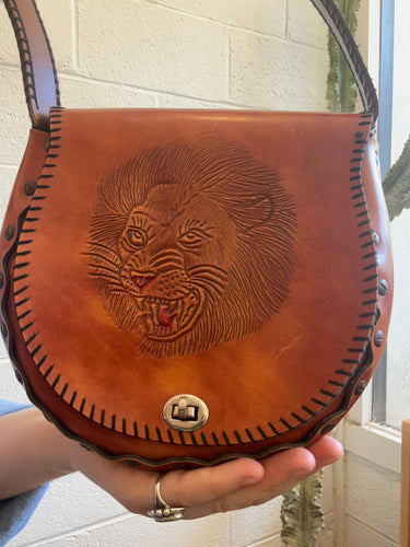 Vintage Leather Lion Purse