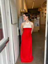 Load image into Gallery viewer, Vintage Red Crochet Halter Dress