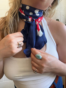 Vintage Blue Red Polka Dot Scarf