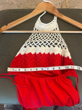 Load image into Gallery viewer, Vintage Red Crochet Halter Dress