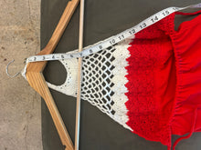 Load image into Gallery viewer, Vintage Red Crochet Halter Dress