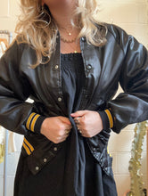 Load image into Gallery viewer, Vintage Black Satin "Dean's Tavern" Bomber Jacket