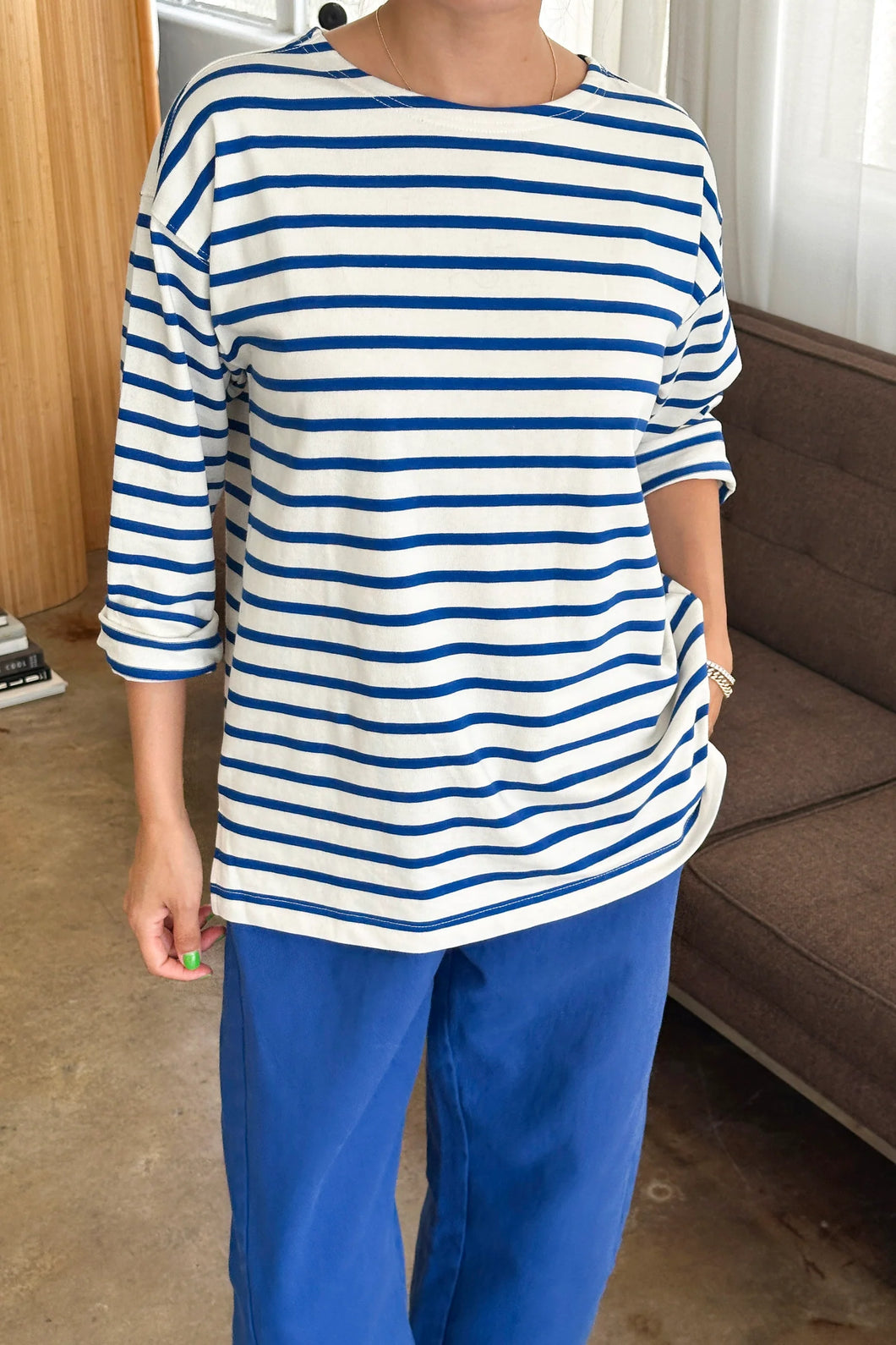 Le Bon Shoppe Marseille Top - Blue Stripe on Cream