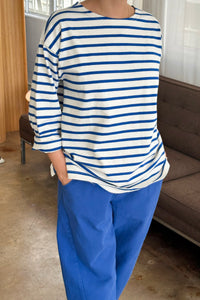 Le Bon Shoppe Marseille Top - Blue Stripe on Cream