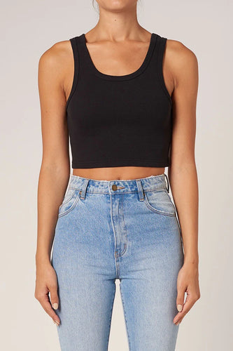 HEAVY RIB TONI CROP - JET BLACK