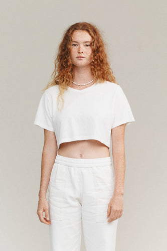 JUNGMAVEN Super Cropped Lorel Tee -Washed White