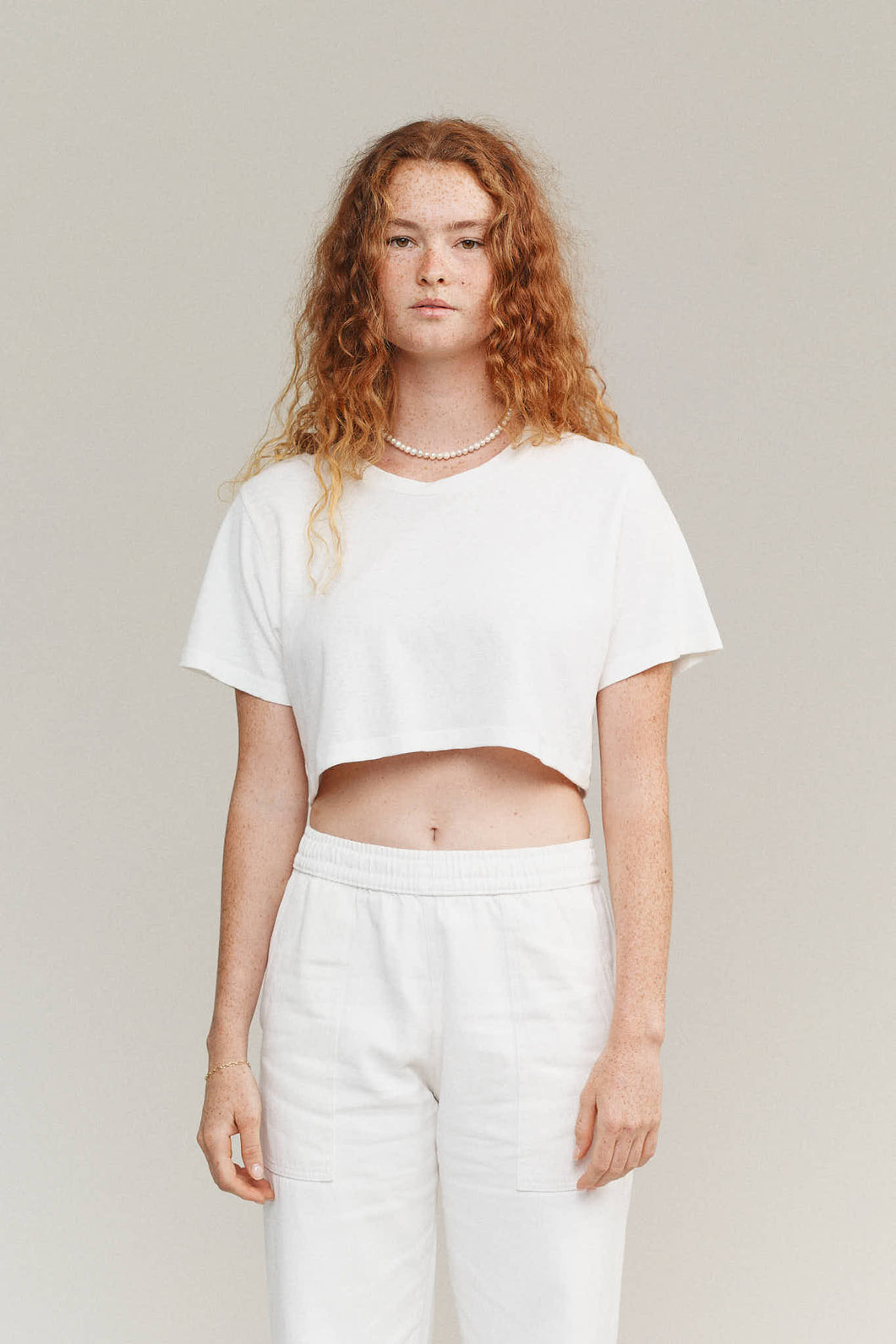 JUNGMAVEN Super Cropped Lorel Tee -Washed White