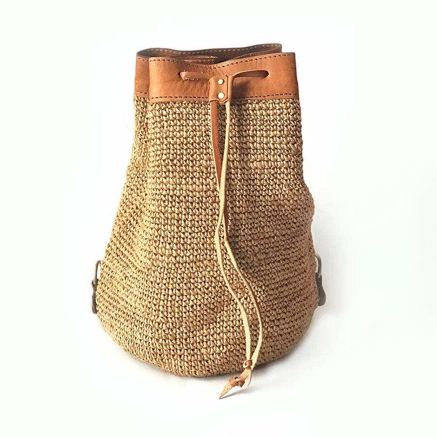 Transito Woven Mini Backpack | Natural with Honey