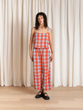 Load image into Gallery viewer, BUTTON BACK TANK - POPPY/FUCK ICE LARGE PLAID