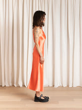 Load image into Gallery viewer, HIGH NECK BIAS DRESS - NEON ORANGE