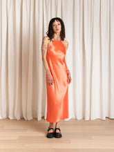 Load image into Gallery viewer, HIGH NECK BIAS DRESS - NEON ORANGE