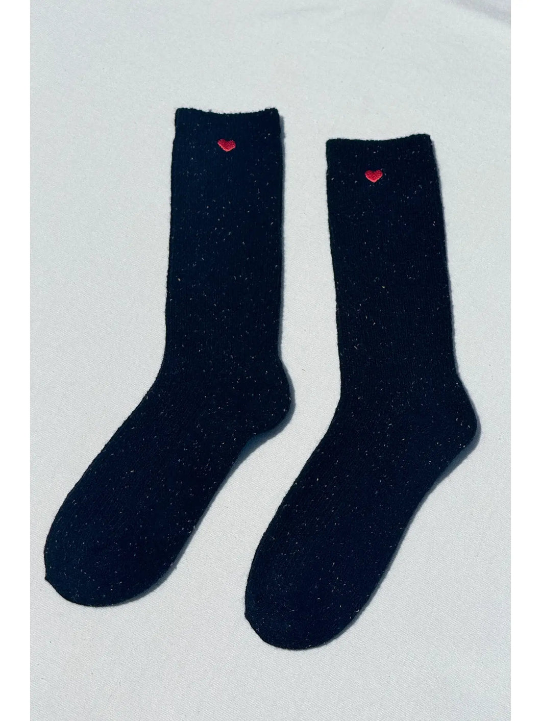 Embroidered Snow Socks - BLACK + HEART