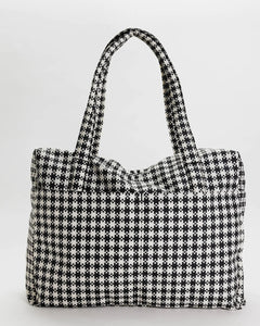 Cloud Carry-On - Black & White Pixel Gingham