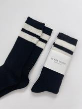 Load image into Gallery viewer, Grandpa Varsity Socks - Black Sugar Stripe