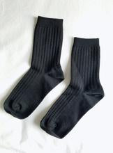Load image into Gallery viewer, Le Bon Her Socks - MC Cotton True Black