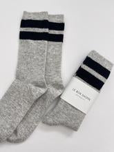 Grandpa Varsity Socks - Lt Grey/Navy Stripe