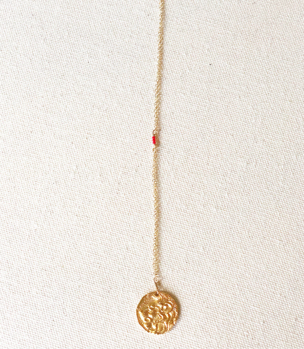 Gold Lion Coin Necklace
