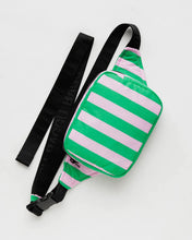 Load image into Gallery viewer, Puffy Fanny Pack - Pink Green Awning Stripe