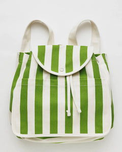 Drawstring Backpack - Green Awning Stripe