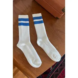 GRANDPA VARSITY SOCKS - Sugar/Blue Stripe